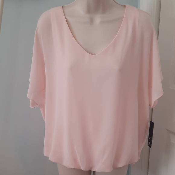 NWT BCX Pink Butterfly Chiffon Style Blouse sz Large - Picture 1 of 5